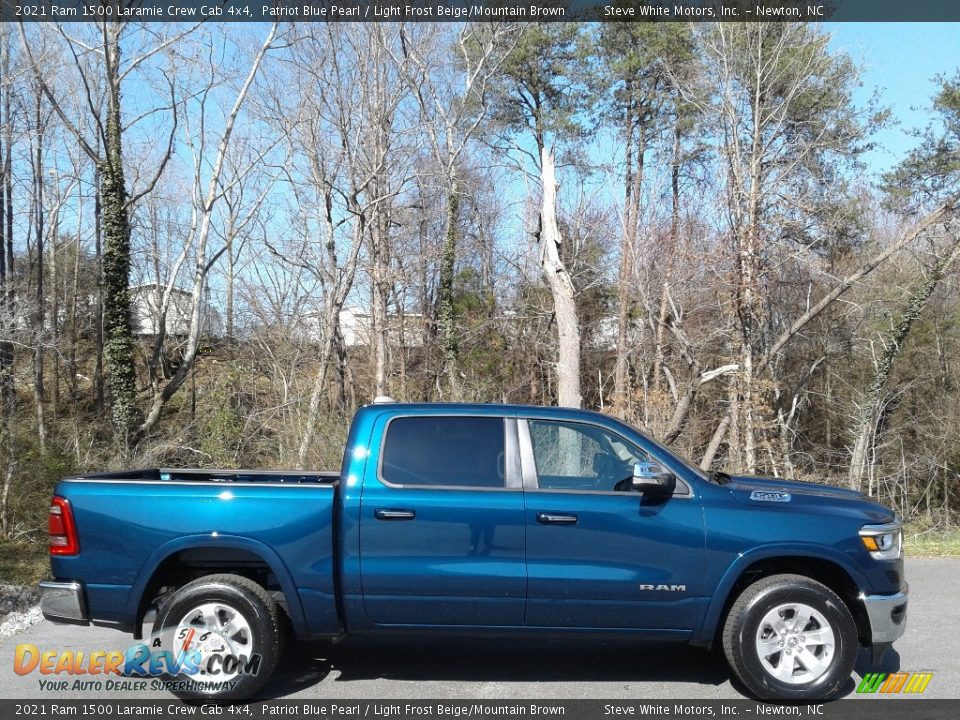 2021 Ram 1500 Laramie Crew Cab 4x4 Patriot Blue Pearl / Light Frost Beige/Mountain Brown Photo #5