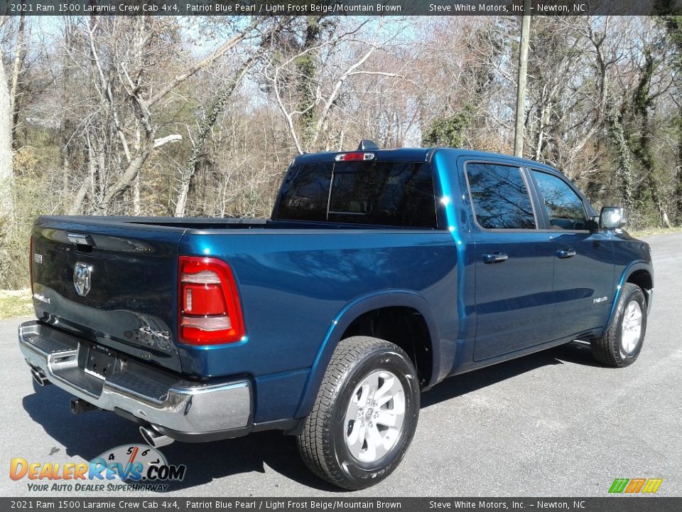 2021 Ram 1500 Laramie Crew Cab 4x4 Patriot Blue Pearl / Light Frost Beige/Mountain Brown Photo #6