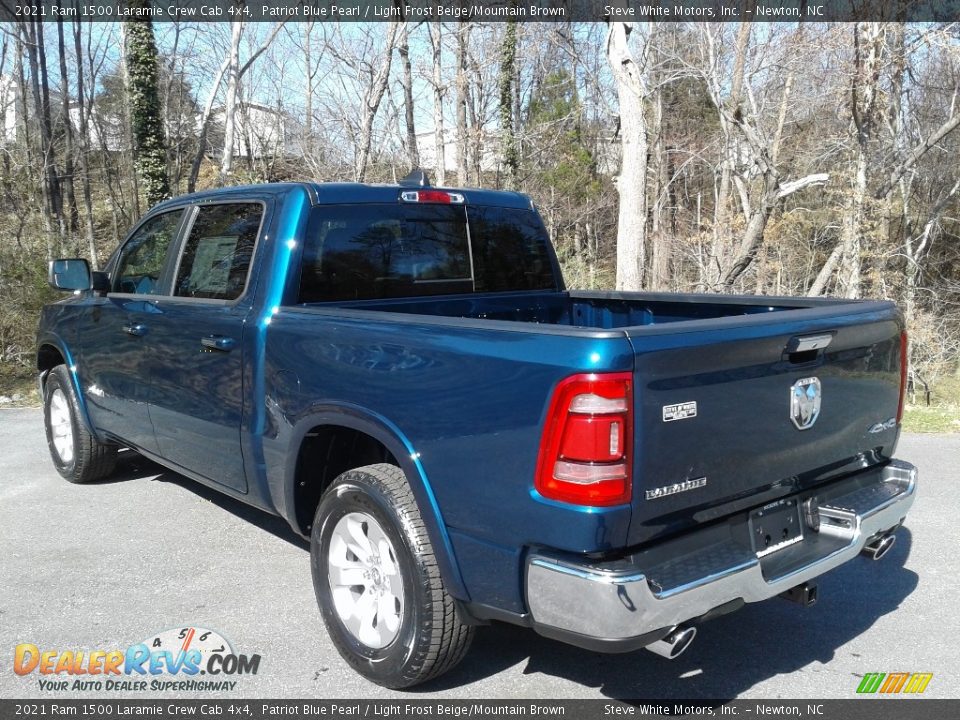 2021 Ram 1500 Laramie Crew Cab 4x4 Patriot Blue Pearl / Light Frost Beige/Mountain Brown Photo #9