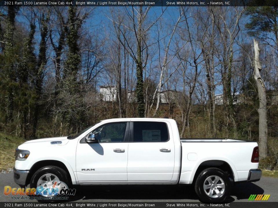 2021 Ram 1500 Laramie Crew Cab 4x4 Bright White / Light Frost Beige/Mountain Brown Photo #1