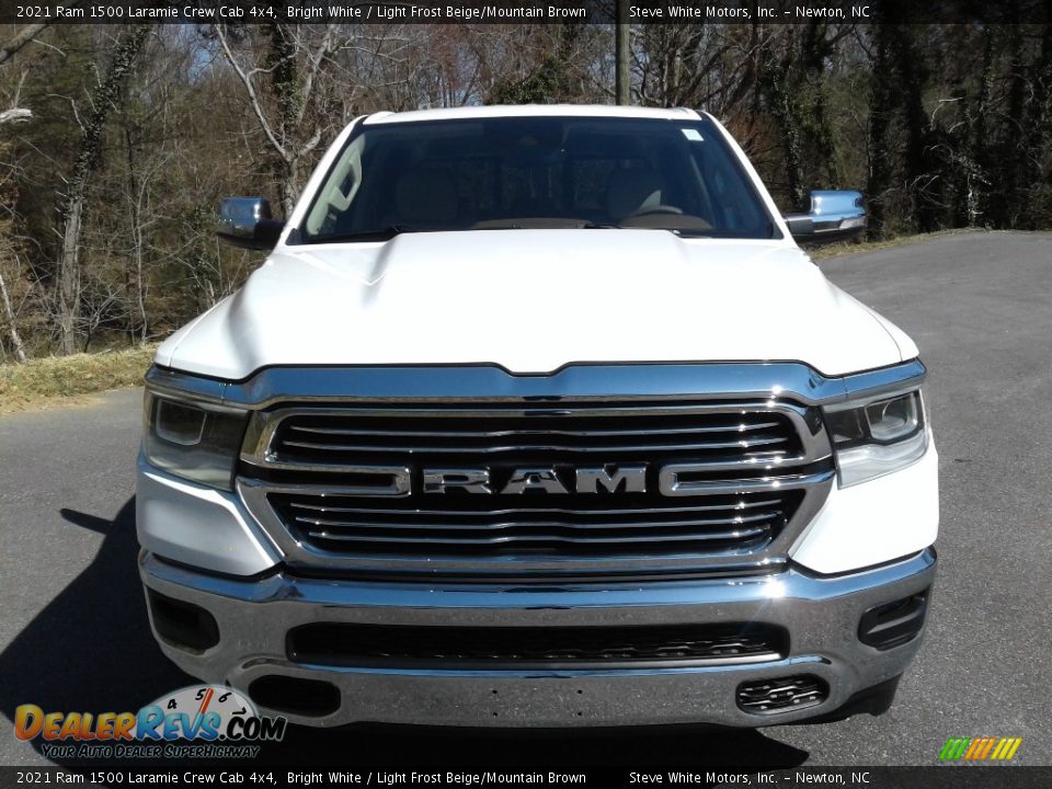 2021 Ram 1500 Laramie Crew Cab 4x4 Bright White / Light Frost Beige/Mountain Brown Photo #3