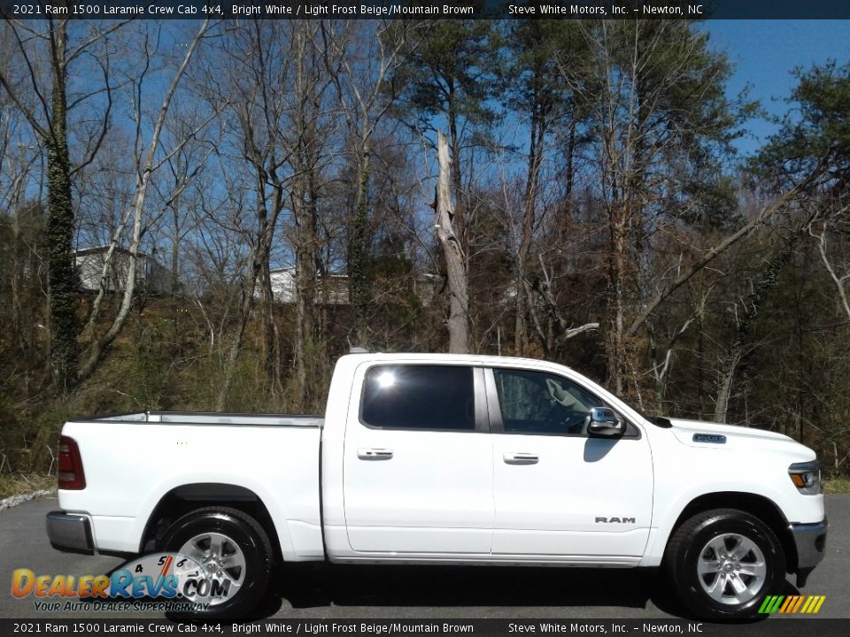 2021 Ram 1500 Laramie Crew Cab 4x4 Bright White / Light Frost Beige/Mountain Brown Photo #5