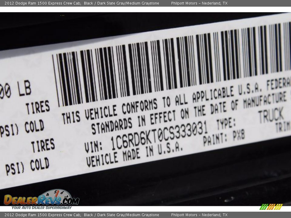 2012 Dodge Ram 1500 Express Crew Cab Black / Dark Slate Gray/Medium Graystone Photo #26