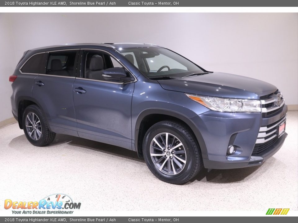 2018 Toyota Highlander XLE AWD Shoreline Blue Pearl / Ash Photo #1
