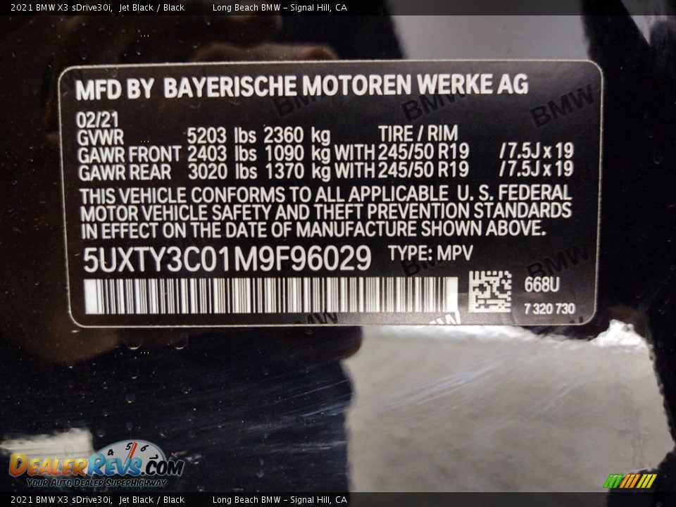 2021 BMW X3 sDrive30i Jet Black / Black Photo #26