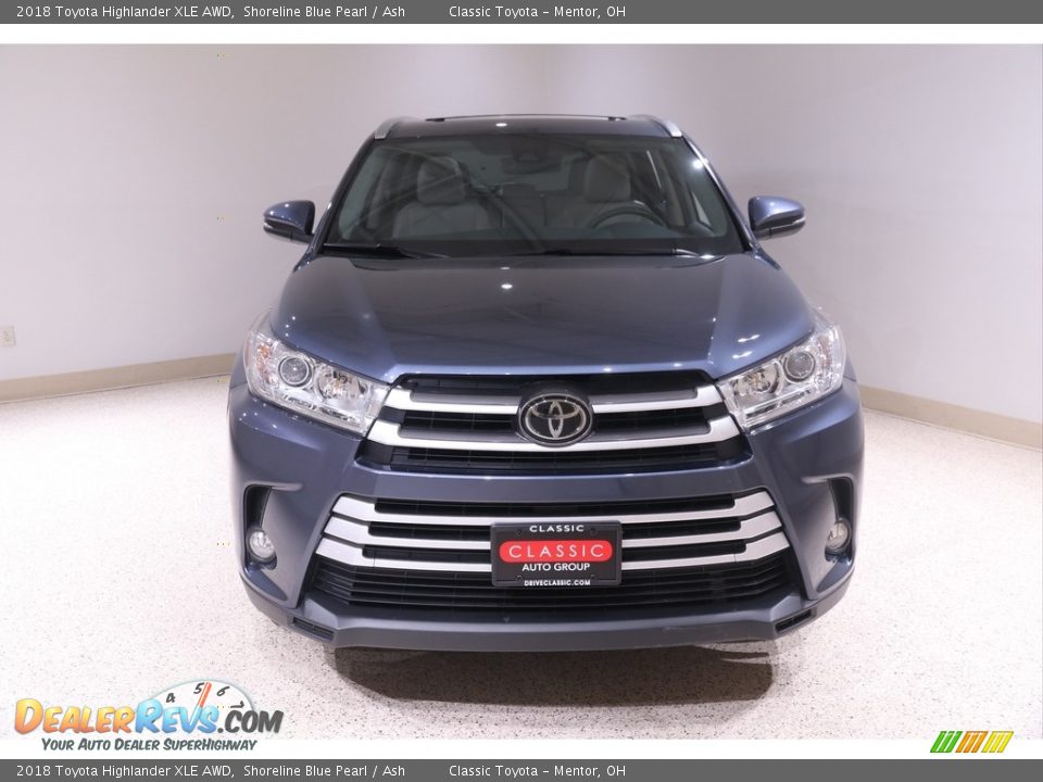 2018 Toyota Highlander XLE AWD Shoreline Blue Pearl / Ash Photo #2