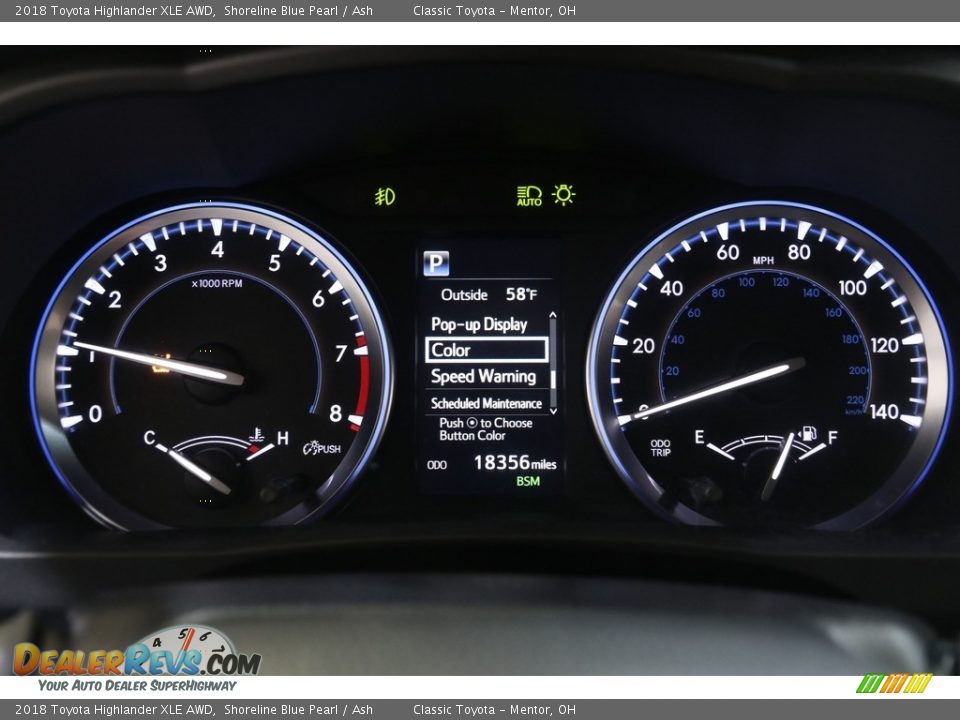 2018 Toyota Highlander XLE AWD Shoreline Blue Pearl / Ash Photo #8