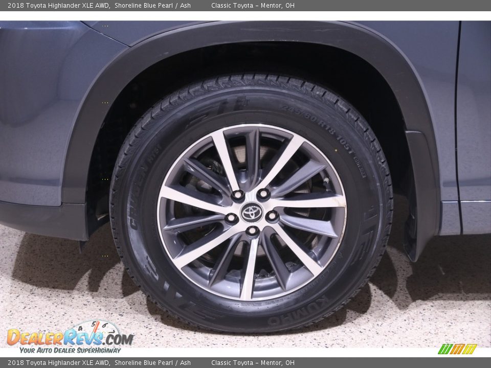 2018 Toyota Highlander XLE AWD Shoreline Blue Pearl / Ash Photo #22