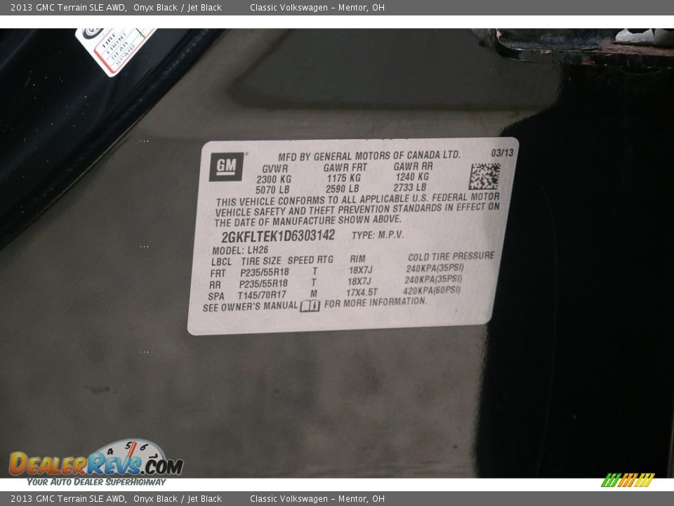2013 GMC Terrain SLE AWD Onyx Black / Jet Black Photo #20