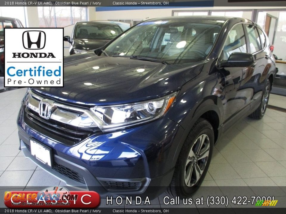 2018 Honda CR-V LX AWD Obsidian Blue Pearl / Ivory Photo #1