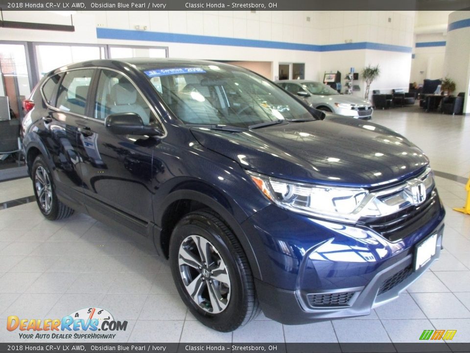 2018 Honda CR-V LX AWD Obsidian Blue Pearl / Ivory Photo #3