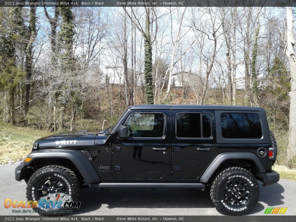 2021 Jeep Wrangler Unlimited Willys 4x4 Black / Black Photo #1