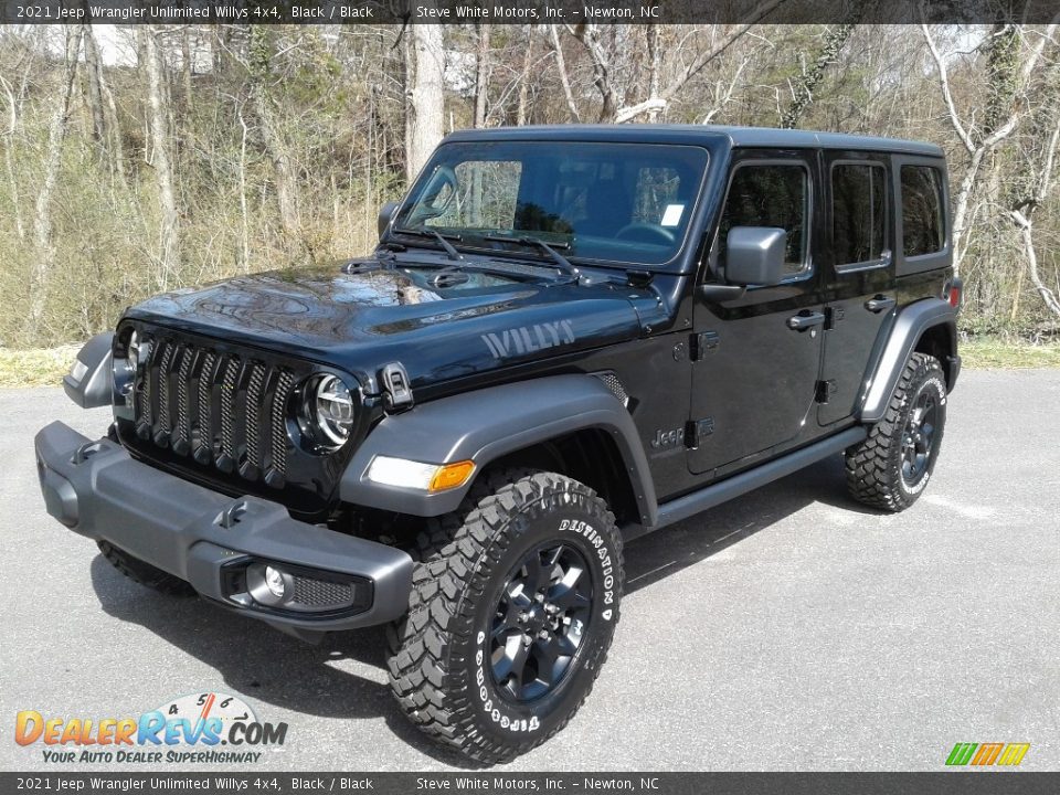 2021 Jeep Wrangler Unlimited Willys 4x4 Black / Black Photo #2