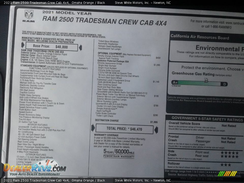 2021 Ram 2500 Tradesman Crew Cab 4x4 Omaha Orange / Black Photo #25