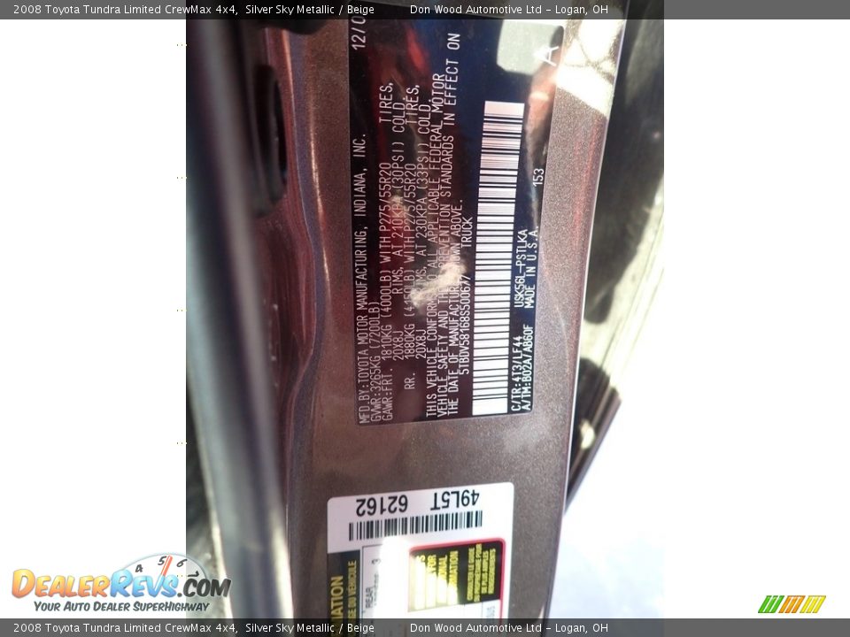 2008 Toyota Tundra Limited CrewMax 4x4 Silver Sky Metallic / Beige Photo #22
