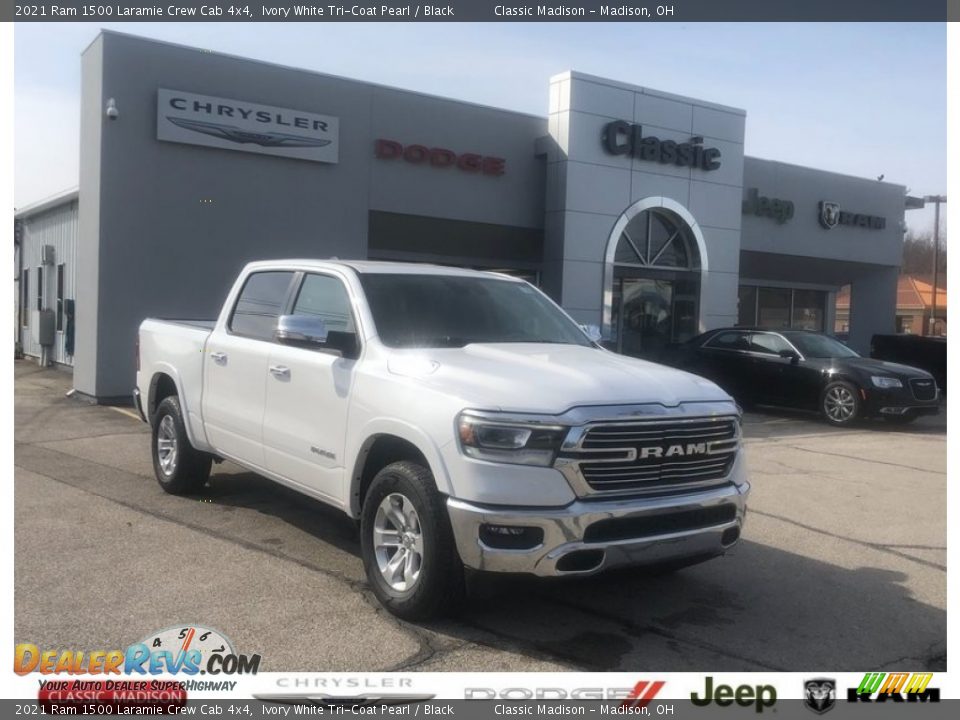 2021 Ram 1500 Laramie Crew Cab 4x4 Ivory White Tri-Coat Pearl / Black Photo #1