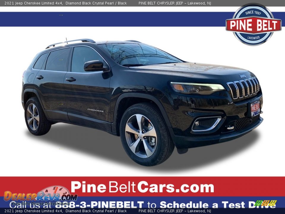 2021 Jeep Cherokee Limited 4x4 Diamond Black Crystal Pearl / Black Photo #1