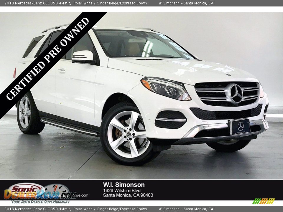 2018 Mercedes-Benz GLE 350 4Matic Polar White / Ginger Beige/Espresso Brown Photo #1