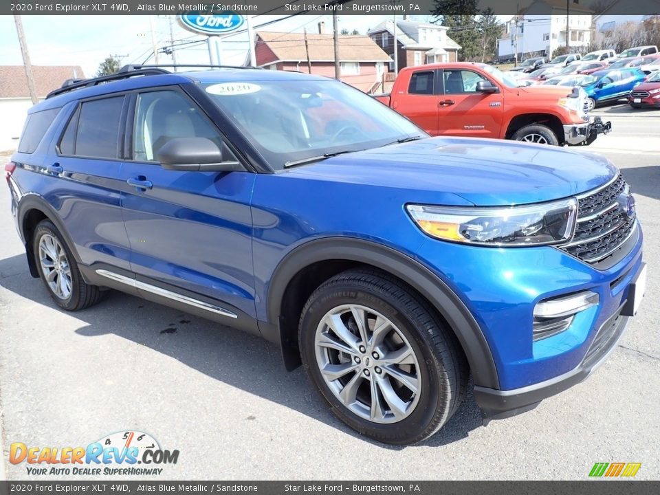 2020 Ford Explorer XLT 4WD Atlas Blue Metallic / Sandstone Photo #8