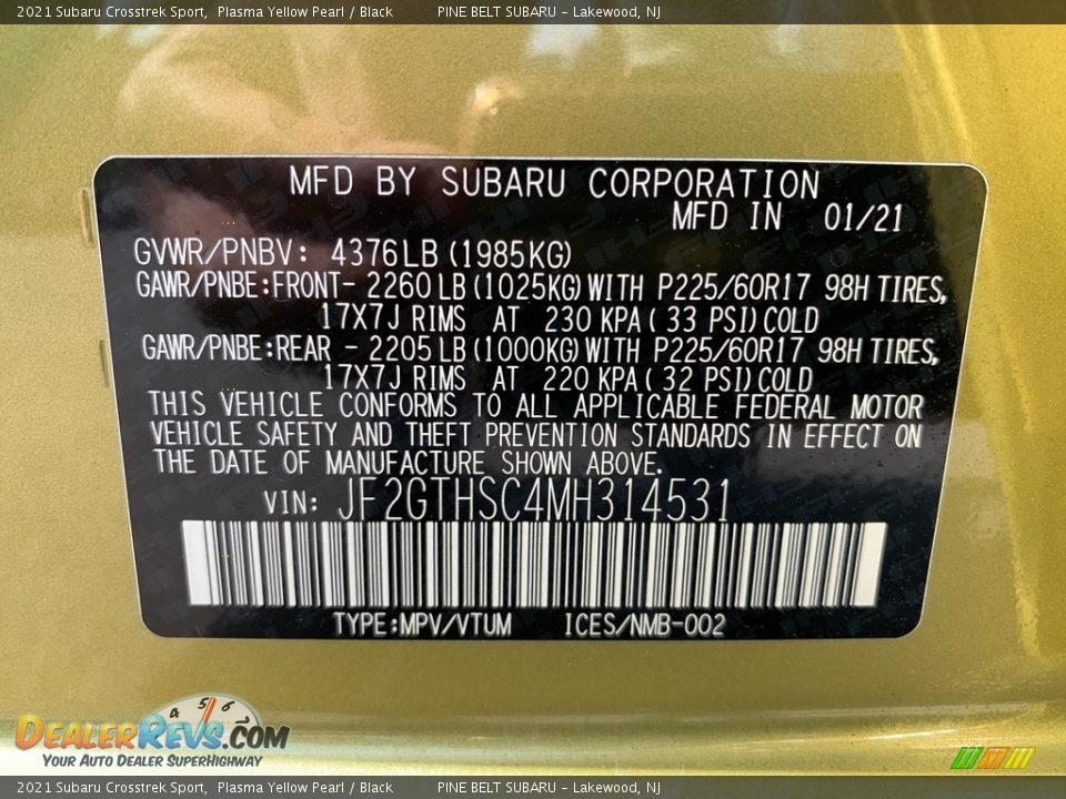 2021 Subaru Crosstrek Sport Plasma Yellow Pearl / Black Photo #14