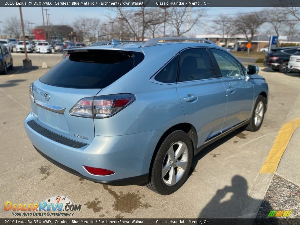 2010 Lexus RX 350 AWD Cerulean Blue Metallic / Parchment/Brown Walnut Photo #2