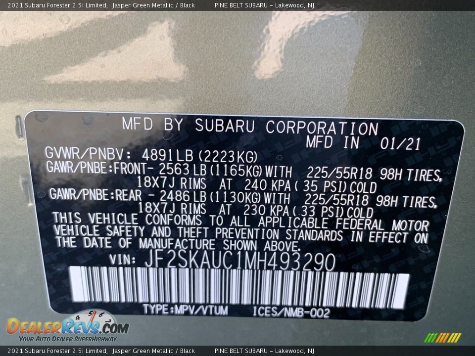 2021 Subaru Forester 2.5i Limited Jasper Green Metallic / Black Photo #14