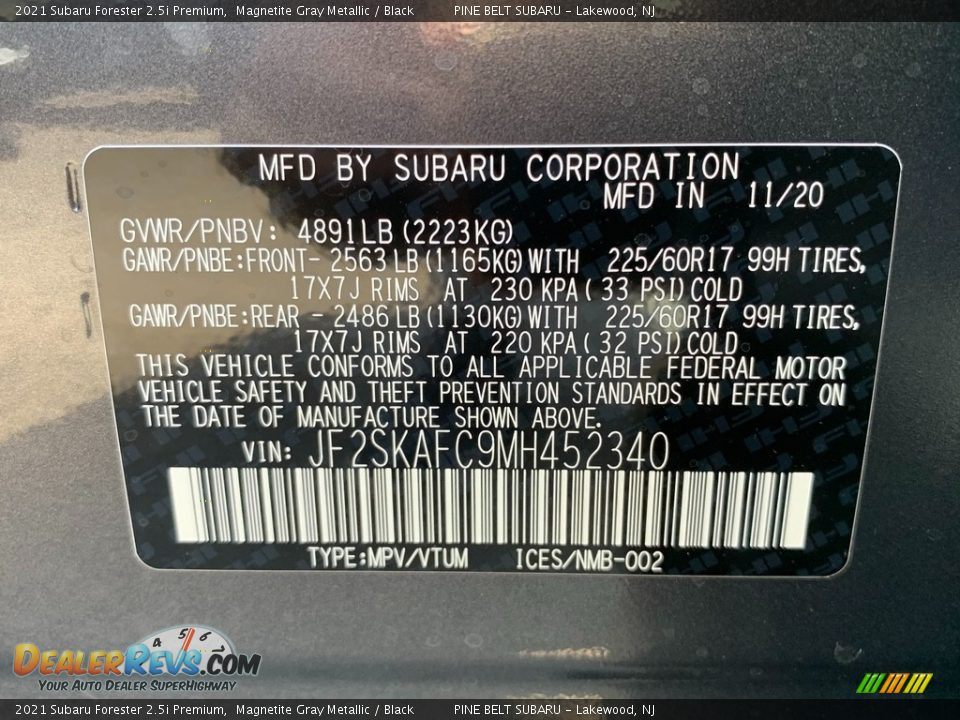 2021 Subaru Forester 2.5i Premium Magnetite Gray Metallic / Black Photo #14