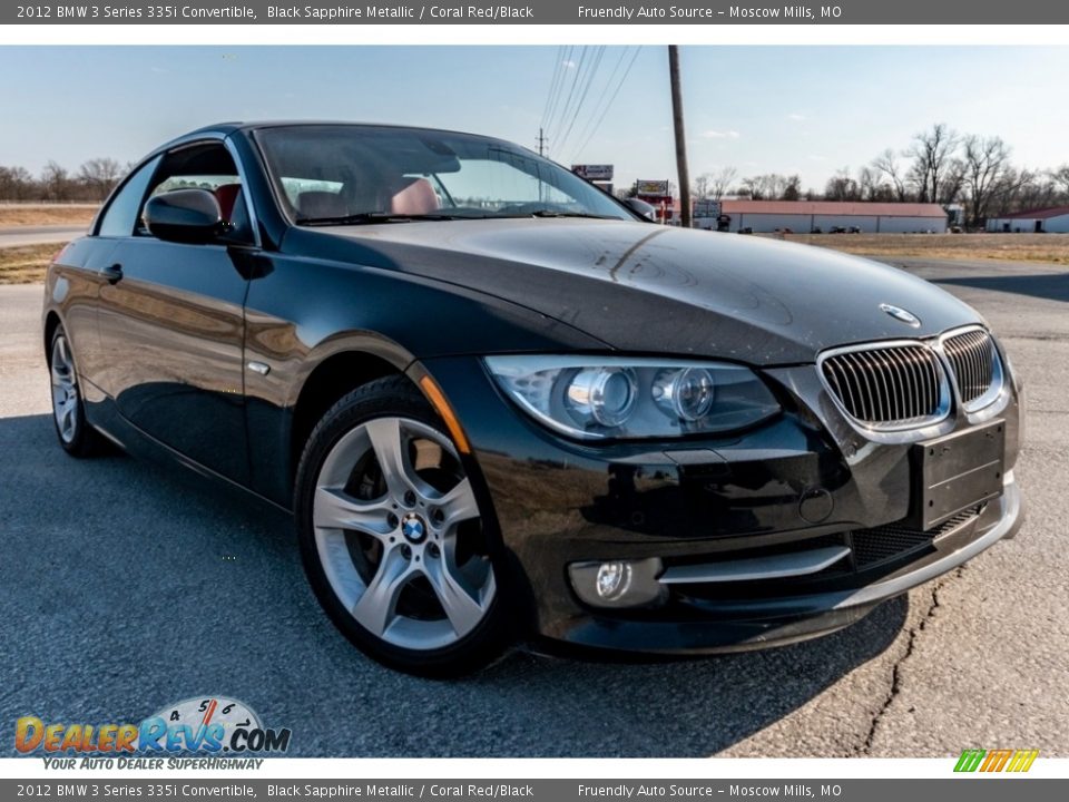 2012 BMW 3 Series 335i Convertible Black Sapphire Metallic / Coral Red/Black Photo #1