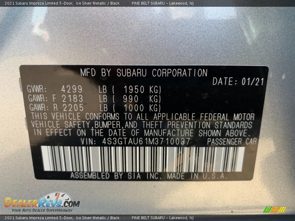 2021 Subaru Impreza Limited 5-Door Ice Silver Metallic / Black Photo #14
