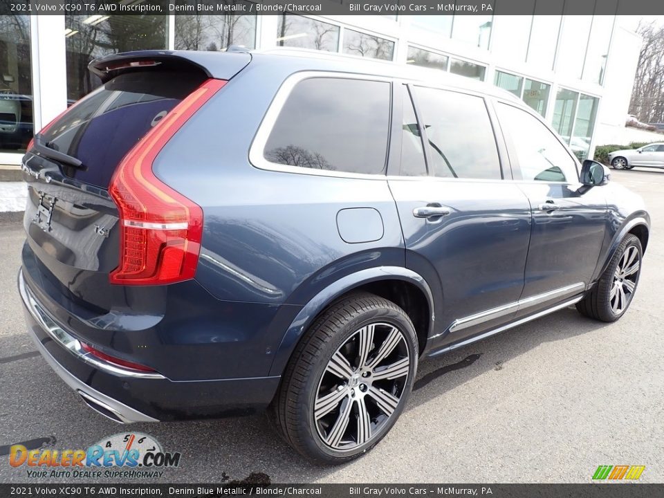 2021 Volvo XC90 T6 AWD Inscription Denim Blue Metallic / Blonde/Charcoal Photo #2