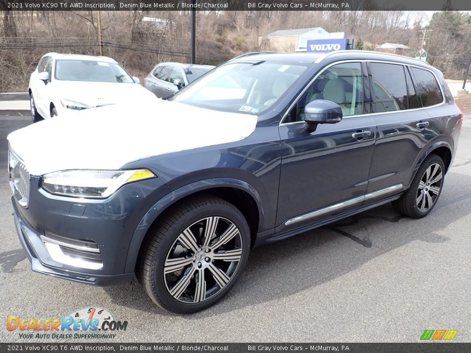 2021 Volvo XC90 T6 AWD Inscription Denim Blue Metallic / Blonde/Charcoal Photo #5
