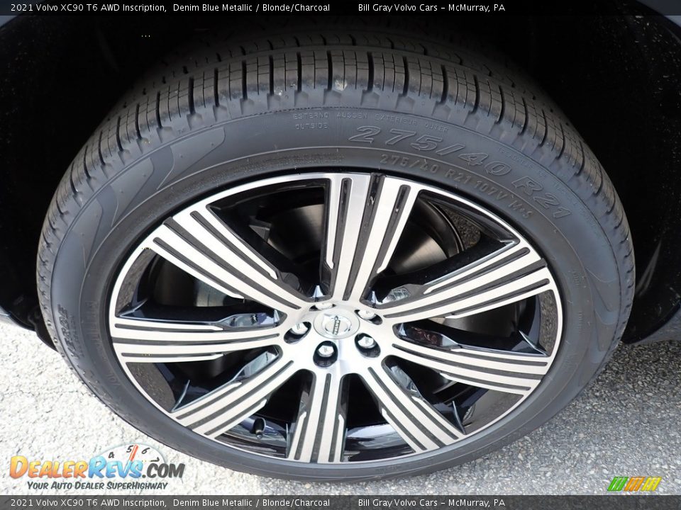2021 Volvo XC90 T6 AWD Inscription Denim Blue Metallic / Blonde/Charcoal Photo #6