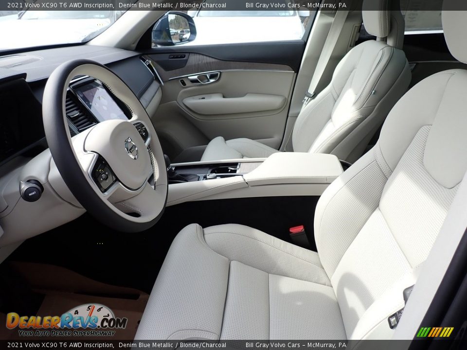 2021 Volvo XC90 T6 AWD Inscription Denim Blue Metallic / Blonde/Charcoal Photo #7