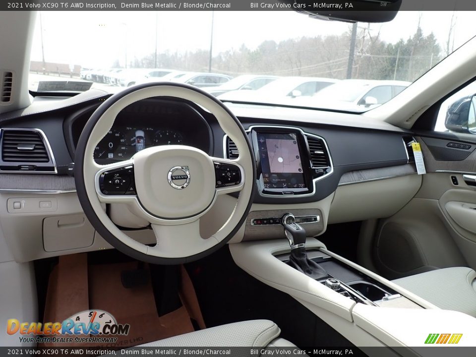 2021 Volvo XC90 T6 AWD Inscription Denim Blue Metallic / Blonde/Charcoal Photo #9