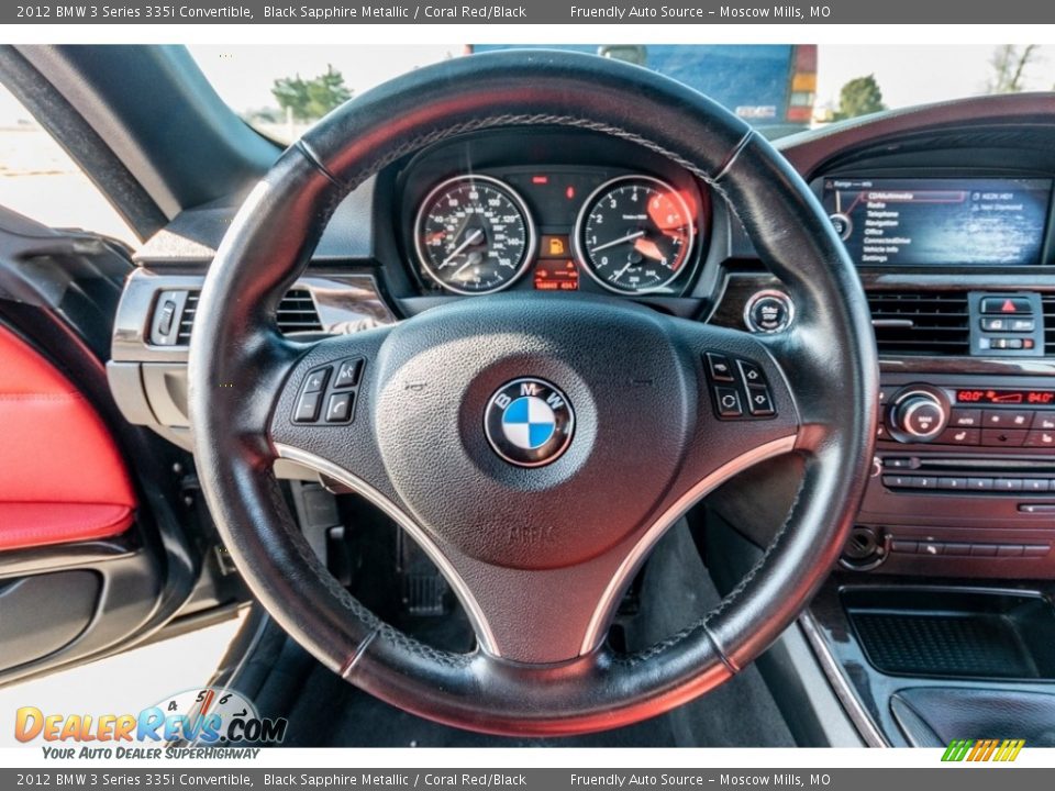 2012 BMW 3 Series 335i Convertible Black Sapphire Metallic / Coral Red/Black Photo #31