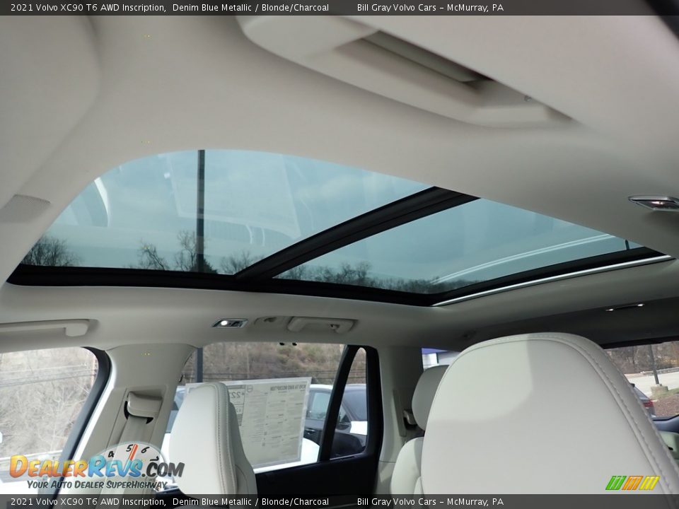 2021 Volvo XC90 T6 AWD Inscription Denim Blue Metallic / Blonde/Charcoal Photo #12