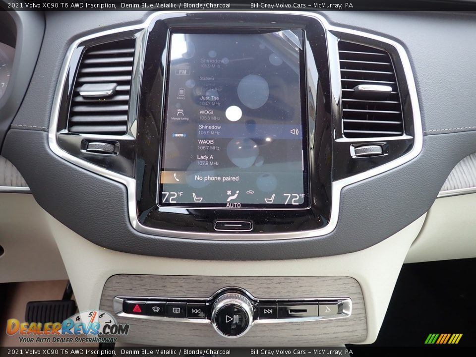 2021 Volvo XC90 T6 AWD Inscription Denim Blue Metallic / Blonde/Charcoal Photo #15