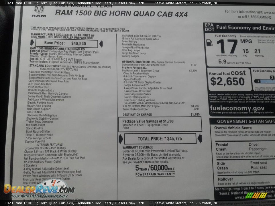 2021 Ram 1500 Big Horn Quad Cab 4x4 Delmonico Red Pearl / Diesel Gray/Black Photo #28
