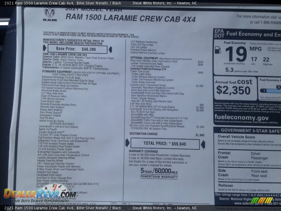 2021 Ram 1500 Laramie Crew Cab 4x4 Billet Silver Metallic / Black Photo #32