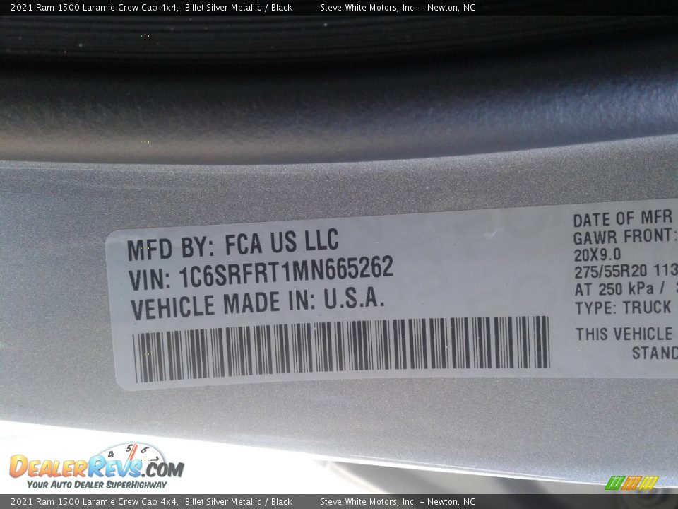 2021 Ram 1500 Laramie Crew Cab 4x4 Billet Silver Metallic / Black Photo #34
