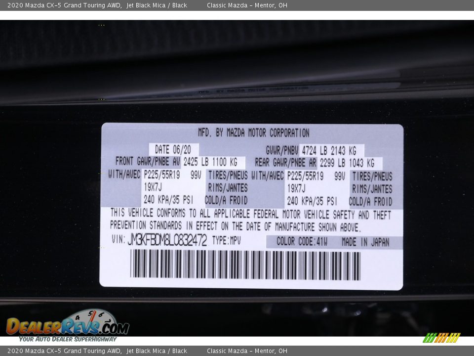 2020 Mazda CX-5 Grand Touring AWD Jet Black Mica / Black Photo #19