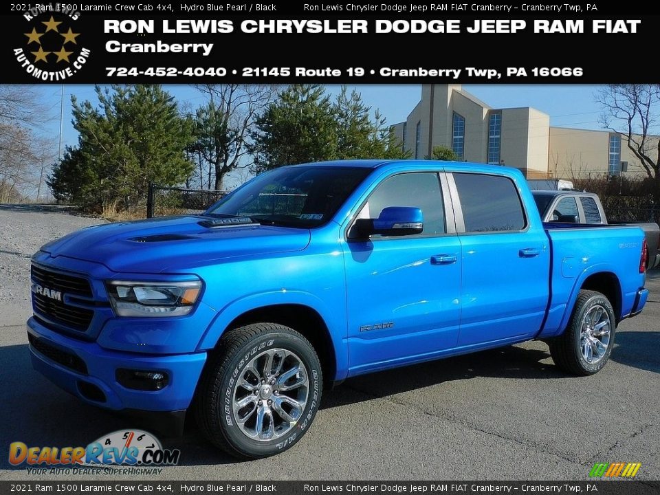 2021 Ram 1500 Laramie Crew Cab 4x4 Hydro Blue Pearl / Black Photo #1