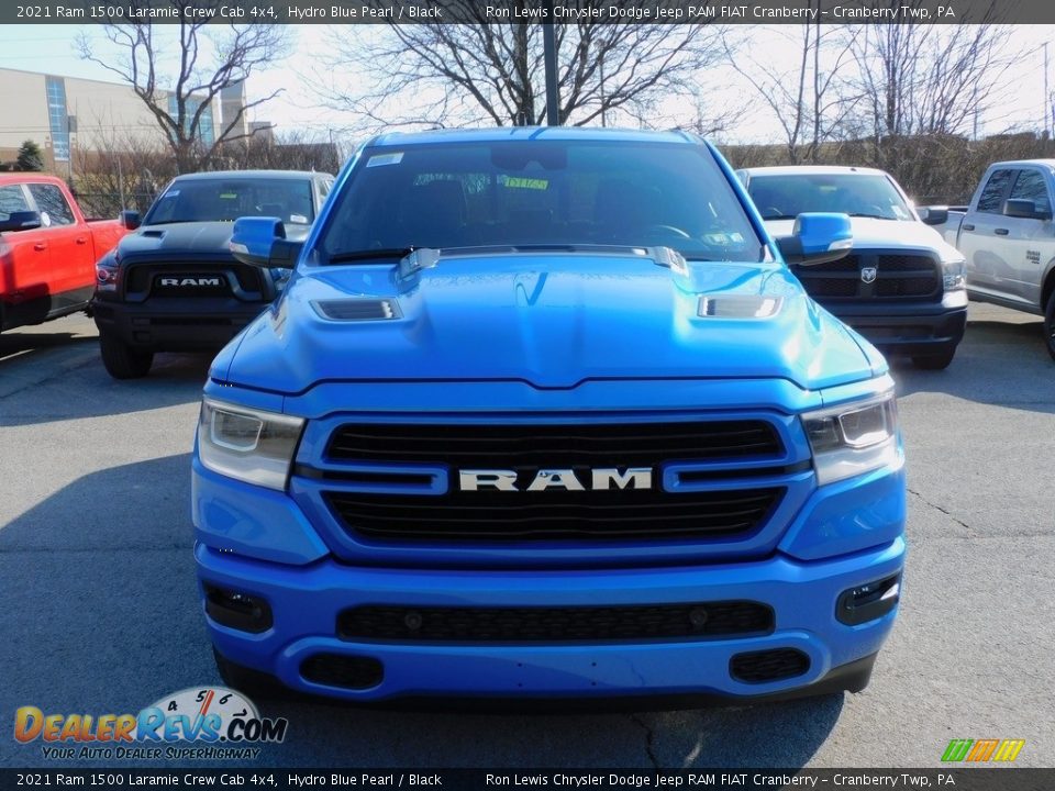 2021 Ram 1500 Laramie Crew Cab 4x4 Hydro Blue Pearl / Black Photo #2