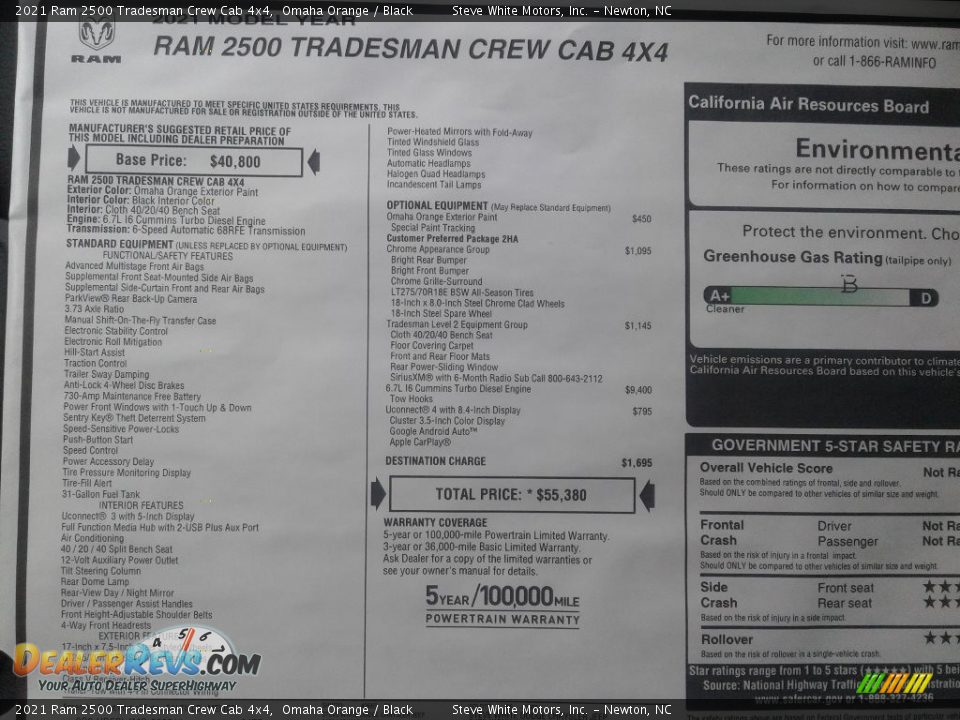 2021 Ram 2500 Tradesman Crew Cab 4x4 Omaha Orange / Black Photo #26