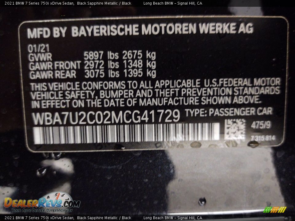 2021 BMW 7 Series 750i xDrive Sedan Black Sapphire Metallic / Black Photo #26