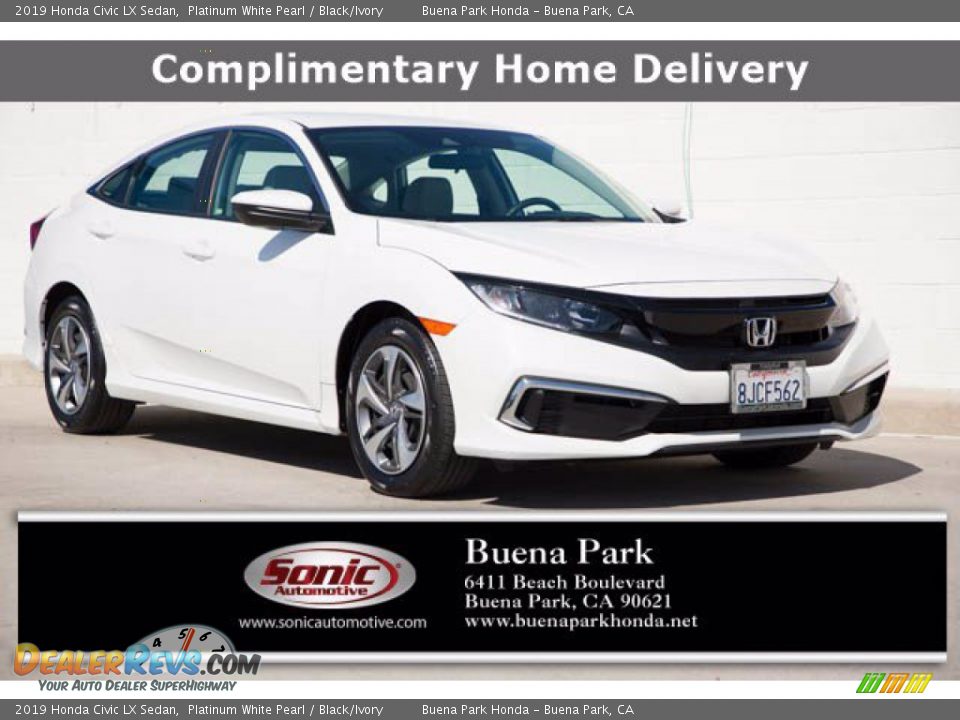 2019 Honda Civic LX Sedan Platinum White Pearl / Black/Ivory Photo #1