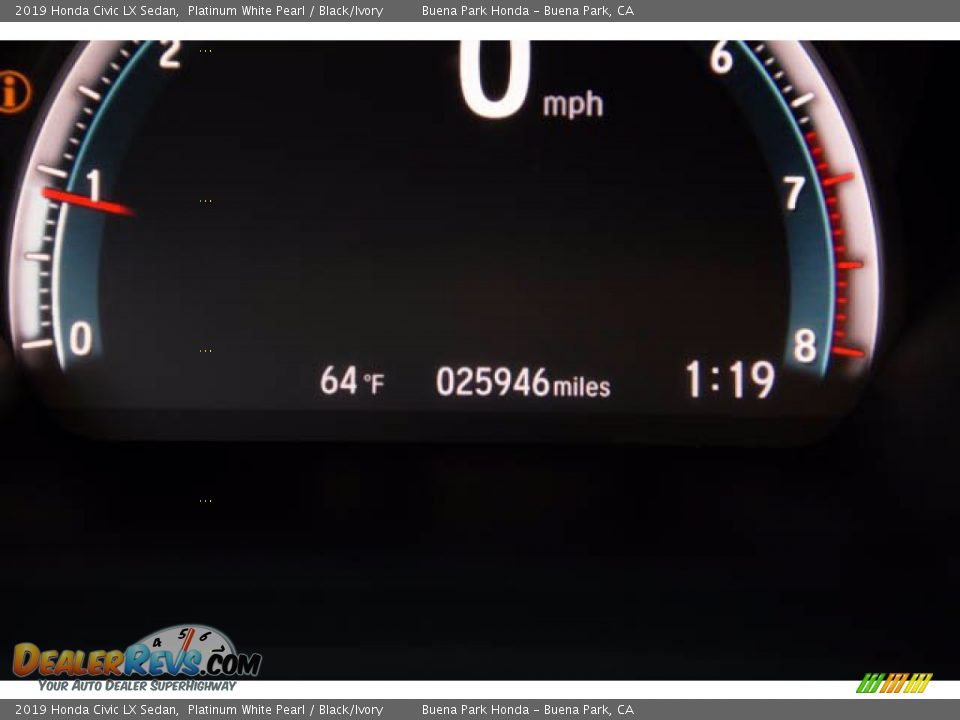 2019 Honda Civic LX Sedan Platinum White Pearl / Black/Ivory Photo #6