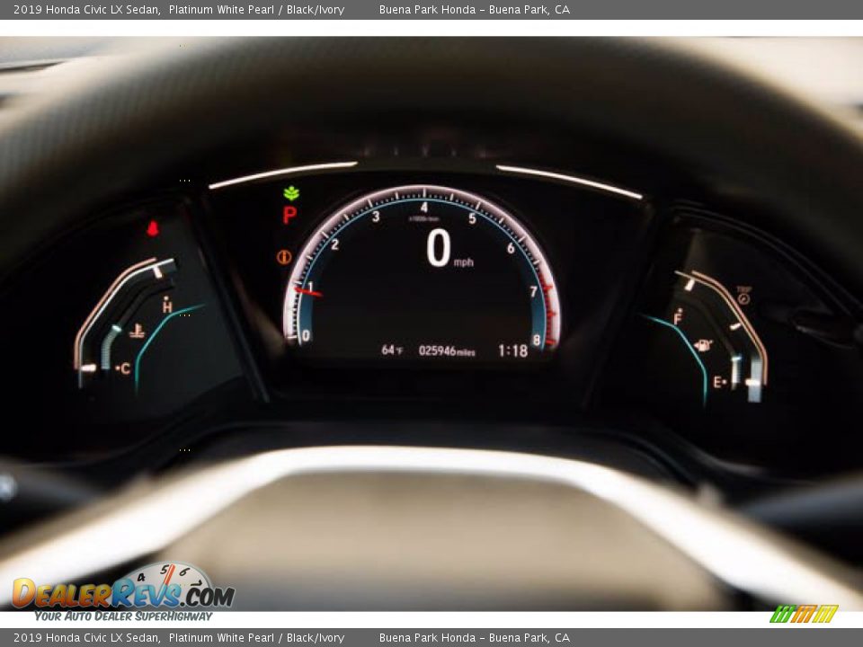 2019 Honda Civic LX Sedan Platinum White Pearl / Black/Ivory Photo #28