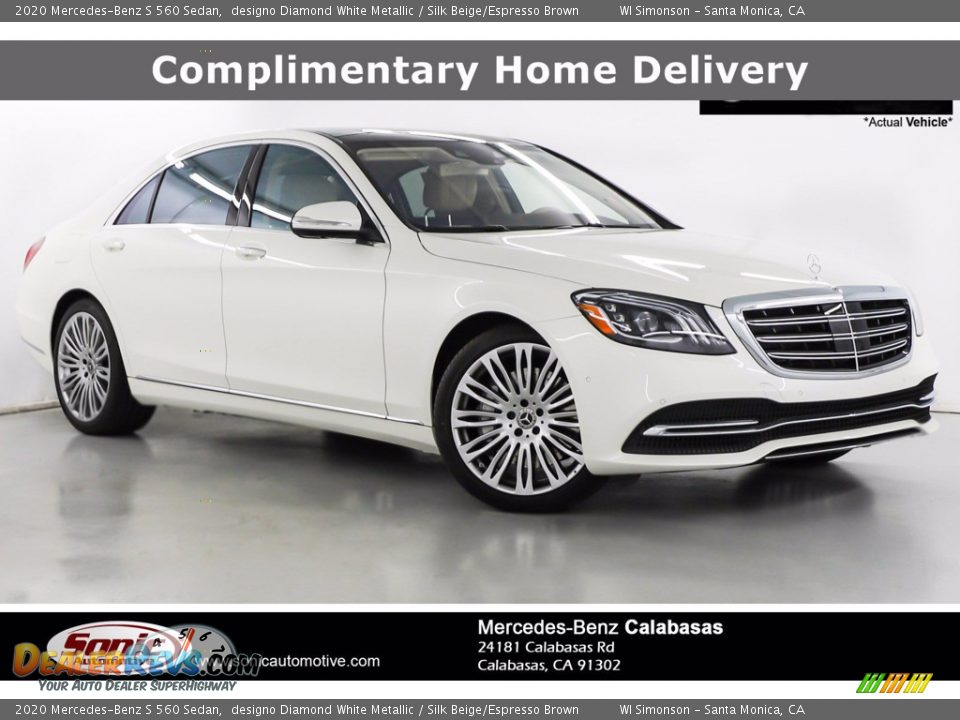 2020 Mercedes-Benz S 560 Sedan designo Diamond White Metallic / Silk Beige/Espresso Brown Photo #1