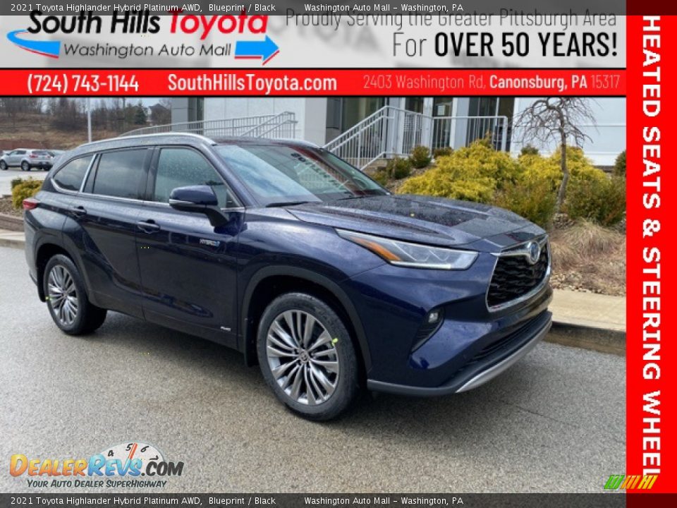 2021 Toyota Highlander Hybrid Platinum AWD Blueprint / Black Photo #1